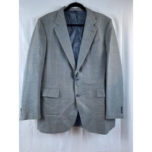 Etienne Caron New York Paris Blue‎ Houndstooth Men's Blazer Size 44L Blue Gray
